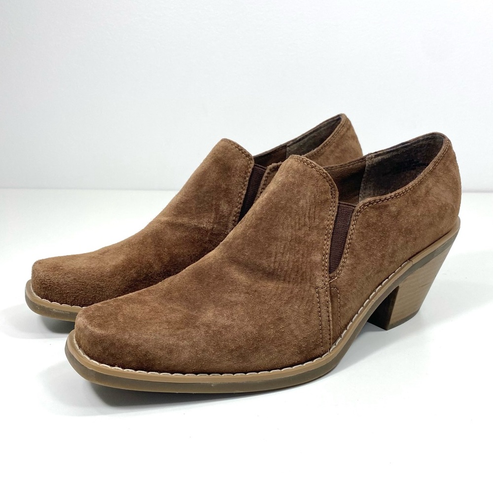 Victoria Spencer Rustler Brown Suede Leather Square Toe Western Ankle Boots 9.5
